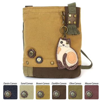 Chala Cross Body Bag Brown LAZZY CAT - Calico Cat, PATCH CROSS-BODY BAG by Chala